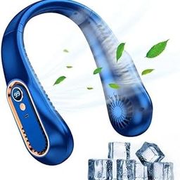 Portable Neck Fan Rechargeable- 4000 mAh Battery 3 Speeds USB Hands Free Bladeless Fan, 360° Cooling Personal Neck Fan, Wearable Quiet Neckband Fan for Outdoor Indoor for Men, Women(Blue)-12