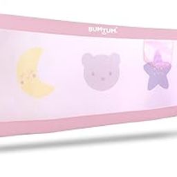 Bumtum Star & Moon Printed Pink Bed Rail | Kids Safety |180x72Cm Bed Rails for Baby & Toddler Safety | Portable Baby Bed Fence | Adjustable| Single Side Baby Bed Rail-18