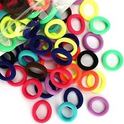 Hair ties no crease for kids baby toddlers girls - Small seamless 100 PCS 10 Colors hair bands ponytail Holder multi color-image-84