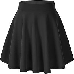 Women's/Girl's Classic Versatile Stretchy Flared High Waist All Time Trendy Plain Mini Skirt Skater-image-58