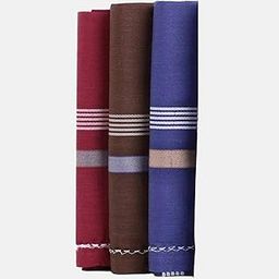 Winnie Men's Luxury 100% Pure Cotton Handkerchief With Dark Color Striped/Size 48 CM X 48 CM (Pack of 3)-picture-16