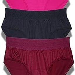 Women's Cotton High Waist Broad Belt Full Coverage Hipster Panty (Pack of 3 Panty) Pink/Black/Maroon-image-29