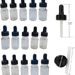 15 Pcs of VAHISSH 15 ml Clear Bottles with 1ml Dropper Calibrated 1 ml caps Silicon Teat refillable Leak Proof for Essential Oils serum Bottle and face Oils-20