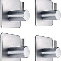 Zollyss Adhesive Hooks Heavy Duty Wall Hooks Waterproof Stainless Steel Hooks for Hanging Coat, Hat, Towel Robe Hook Rack Wall Mount- Bathroom and Bedroom - 4 Pieces-20