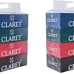 Claret Facial Tissue Box, 100 Pulls Each, 2-Ply, 18 x 20 cm - Soft, Absorbent & Multipurpose Tissue for Weddings, Parties, Makeup Removal, Everyday Use, Pack of 2-8