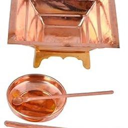 Copper Agnihotra Havan Kund Set with Aachmani Spoon, Small Plate & Chimta | Traditional Pooja Supplies for Yagya, Havan & Ritual Use | Spiritual Copper Set for Mandir, Ceremonies & Religious Events-image-54