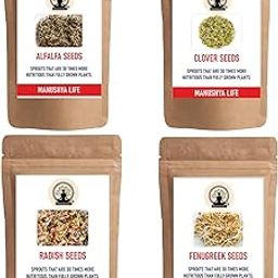 Manushya Life | 4 variety of microgreens sprouting seeds | Alfalfa, Clover, Radish, Fenugreek Seeds | vegetable sprout seeds | Satvic lifestyle | 100grms x 4-image-41