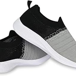 Women's Lightweight Sports Shoes Polyester Material Black Grey Color Footwear (GN-208)-image-29
