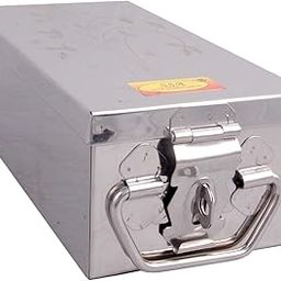 SHIV SHAKTI ARTS® Stainless Steel Rectangular Printed Laser Design Bank Locker Safe Storage Cash Peti Bank Jewellery Box Container (10.23 Inch, Silver)-image-77