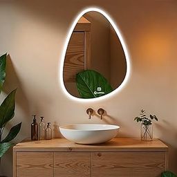 18x24 Inch Wall-Mounted LED Mirror with Smart Sensor and 3-Color Light (Warm, White, Natural) | Mirror Light, Wash Basin Wall Mirror, Fancy Washbasin and Smart LED Design-4