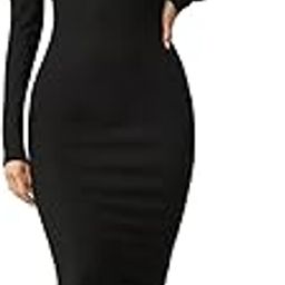 Solid Round Neck Solid Bodycon Midi Dress for Women's & Girl's-image-17