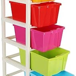 Multi-Purpose Modular Plastic Chest Drawer Storage Organizer for Home, Office, Hospital, Parlour and School – (5 Layers) Foldable Storage Box (Multicolor)-16