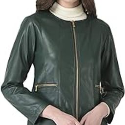 Women Green Faux Leather Jacket-picture-10