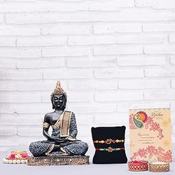 ARCHIES Rakhi for Brother Special Rakshabandhan Combo Set of 2 Auspicious Om Bhaiya/Bro/Bhai Rakhis with Buddha Idols with Roli-Chawal 10 gm Pack,Greeting Card_156-image-31