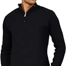 kvetoo Mens High Neck Wool Blend Sweater Warm Full Sleeve Cable Knit Winter Pullover Quarter Zip Sweater for Casual and Office Wear-picture-34
