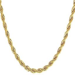 Men Gold Rope Chain Necklace for Men | 18K Gold Plated Stainless Steel Waterproof Chain | Durable, Tarnish-Free, Hypoallergenic | Trendy Cuban Style Rope Necklace – Gift for Him | 17 Inches-image-50