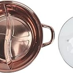 UniMarket® Two Grid Hot Pot, Integrated Design Hot Pot Easy to Clean and Maintain for Home Kitchen(Rose Gold)'-image-61
