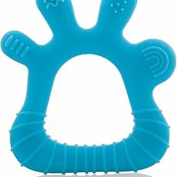 BeeBaby Finger Shape Soft Silicone Teether for 6+ Months with Carry Case, BPA Free Teething Toy for Babies with Textured Surface for Soothing Gums. 100% Food Grade (Finger - Blue)-32
