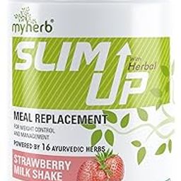 MYHERB Slim Up Meal Replacement Shake With 16 Natural Herbal Blend (Ayurvedic Formula) For Weight Control&Management-13.5g Protein-23 Vitamins For Men&Women (Strawberry Milk Shake, 500 gm)-image-5