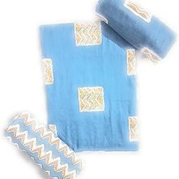 Cotton Salwar Suit, Blue with Chevron Pattern, Traditional Indian Ethnic Wear-image-0