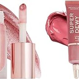 Makeup RevolutionRose Gold Lip Gloss for Women, Shimmer Bomb Lip Gloss - 4.5ml Superdewy Liquid Blusher for Face Makeup, Muted Rose Blush - 15ml-image-36