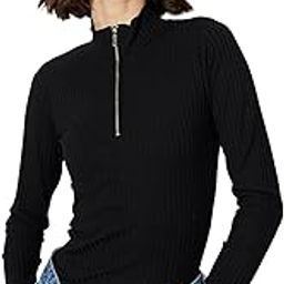 Black Rib Half Zipper Full Sleeves Top-image-44
