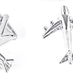 Airplane Plane Jet Commercial Pilot 2 Pairs Cufflinks Presentation Gift Box & Polishing Cloth-image-0