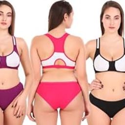 halfspin Branded Sports Bra Panty Set Multicolors Pack of 3-picture-8