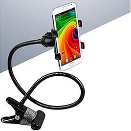 Techonio Metal Gooseneck Phone Holder Lazy Bracket Flexible Long Arms for All Mobile Cell Phone Holder Clip Stand for Desk Chair Bed Kitchen Rotate Freely Lazy Bracket Holder with USB Light Combo-0