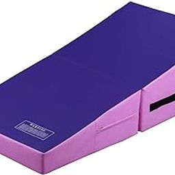 Cheese Mat Incline Wedge Mat,Wedge Gymnastics Tumbling Mat, 47''x24''x14''/59"x30"x14" Gymnastics Ramp Cheese Slope Mat Skill Shape Tumbling Mat Gym Fitness (Purple&Pink-55''x27.5''x14'')-image-16