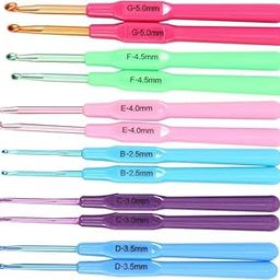 GEMSY Crochet Hook Set | Hard-Anodized Plastic Handle Hook for Embroidery | Ultimate Sewing, Craft, Sweater, Woolen Cloth, Yarn, Thread | Quality Needles Kit for Knitting - DIY Pack of 12-11