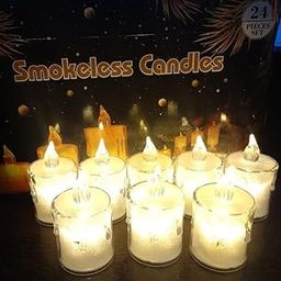 CMC Smokeless LED Candles, 24 Pieces Set, Battery-Operated Flameless Votive Candles, Warm White Light-10
