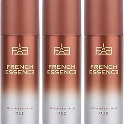 FRENCH ESSENCE Deodorant Spray Perfume/Deodorant for men/Men Deo/Body Spray for men,Long Lasting Fragrance, Fresh Scent (Oud) Long Lasting Scent 150ml Each - Pack of 3-16