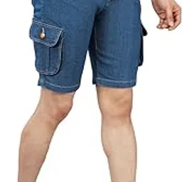 nivasu Men's Cotton Blend Regular Fit Denim Shorts – Blue-picture-41