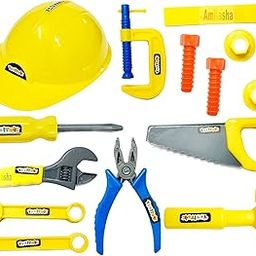 Amitasha Mechanics Helmet Tools Kit Toys for Kids Pretend Play Construction Toy for Boys Girls 3 4 5 6 Years Old Automobile Toolkit for Kids - (Pack of 14 Tools)-7