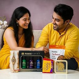 Rakhi Gift Hampers for Brother and Bhabhi | Raksha Bandhan Combo with Designer Rakhi | Rosted Cashews & Chocolates Gift Box For Sibling | Luxury Rakhi Hamper | Rakhis Roli chawal Set |-image-75
