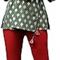 Women's Green Crepe Foil Printed Top with Pant-46