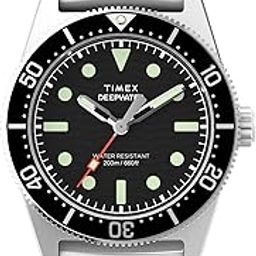 Deep Water Reef Analog Watch for Man with Black Round Dial & Silver Stainless Steel Bracelet Band Water Resistant Men's Wrist Watches - TW2W95200UJ-image-1