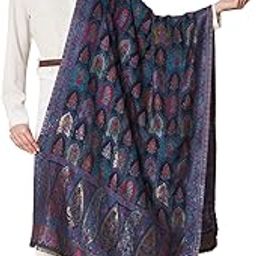 Womens Extra Soft Bamboo Stole, Zari Design, Blue-image-0