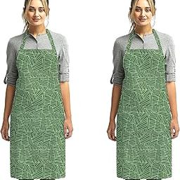 Yaanthiv's Printed Cotton Kitchen Aprons | Unisex Aprons for Men and Women perfect for Home Kitchen, Restaurant, Coffee house, Cooking, Bar, Salon | Washable | Large Storage Pocket | Set of 2-picture-30