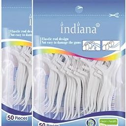 Indiana 3 in 1 Tooth Cleaning Dental Floss [100 Pcs] Toothpicks Plastic Set for Clean Teeth Fresh Breath and Healthy Gums, 50 Piece each Set (White)-image-17