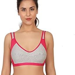 Women Soft Cotton Pink Size 32 Seamless Non Padded Sports Bra (Pack of 1 Pieces)-image-52