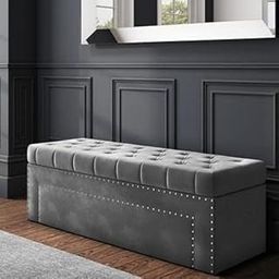 Sissel Upholstered Storage Bench Sofa Settee Storage Ottoman with Storage (Grey)-image-53