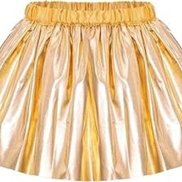 HIBA CREATIONS Kids Girls Golden Metallic Shiny Mini Ballet Dance Tutu Skirt Elastic Waistband Ruffled Hem Skirts for Performance Show-image-88