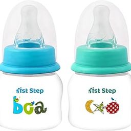 1st Step BPA Free Baby Feeding Bottle with Anti-Colic Nipple (60ml, Blue) (60ml, Blue & Green, 2)-image-18