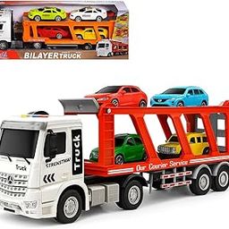 RAMNATH Bilayer Car Transporter Truck Toy – Large Carrier Vehicle with 4 Die-Cast Cars, Friction Powered, Slide Ramp & Lights – Educational Push Truck Toy Gift for Kids Boys & Girls Ages 3+(I)-image-42