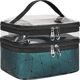 Zollyss Double Layer Cosmetic Bag Organizer Makeup Pouch for Women Travel Cosmetics Case Toiletry Bags for Girls (Green Pack of 1)-image-74