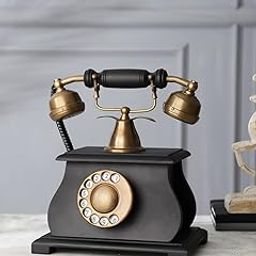 Vintage Collection Non Working Brass and Wooden Decorative showpiece Telephone for only shopeace-29