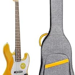 Glow Wings Electric Guitar Bag Padded Electric Guitar Gig Bag Case 0.35in Padding Dual Adjustable Shoulder Strap Electric Guitar Case (Grey Yello Line 45 Inch Bag)-image-11
