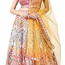 SHOWOFF Women's Orange Embroidered Lehenga Choli with Dupatta-SL-KB7-01849_Orange-image-52